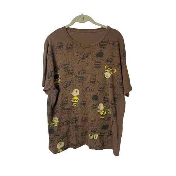 Vintage 90's Peanuts Charlie Brown Graphic T-Shirt Unisex Christmas Brown XL - Picture 13 of 16